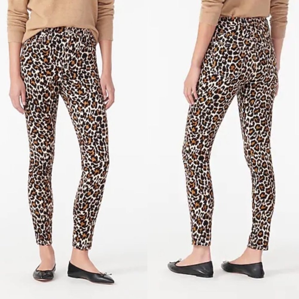 NWT J.Crew High Rise Toothpick Skinny Corduroy Pants in Leopard Animal‎ Print 26